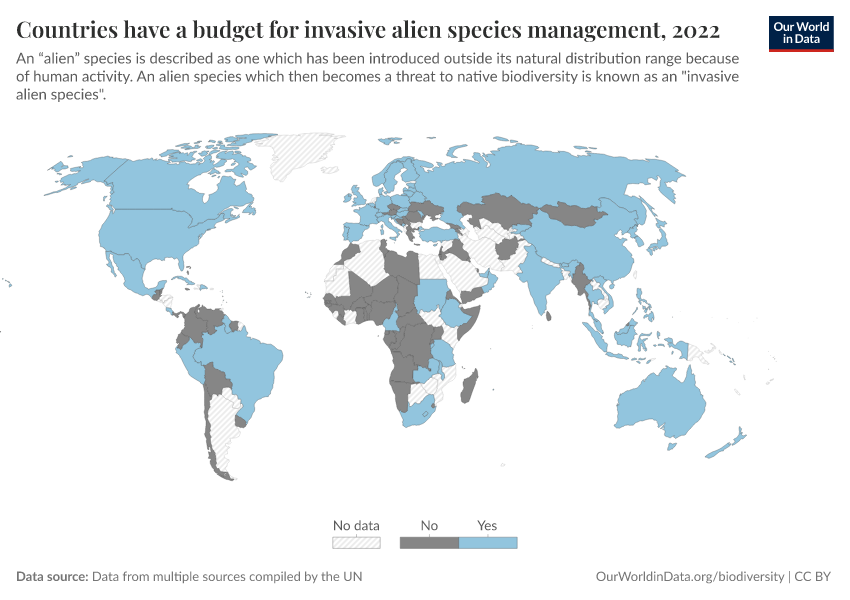 A thumbnail of the "Countries have a budget for invasive alien species management" chart