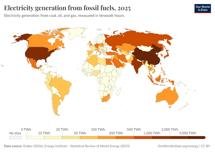 A thumbnail of the "Electricity generation from fossil fuels" chart