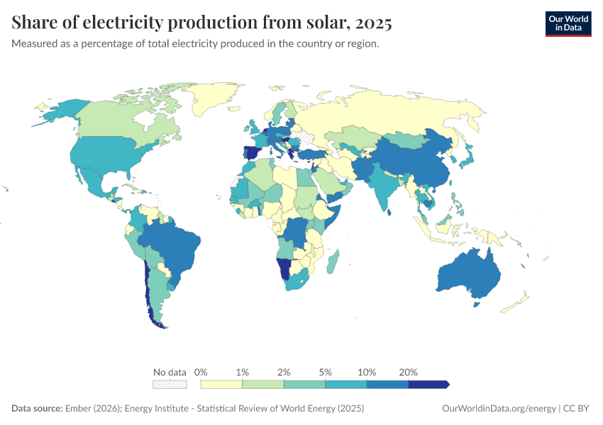 A thumbnail of the "Share of electricity production from solar" chart