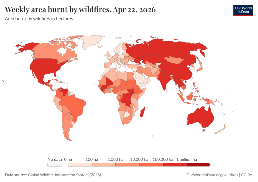 A thumbnail of the "Weekly area burnt by wildfires" chart